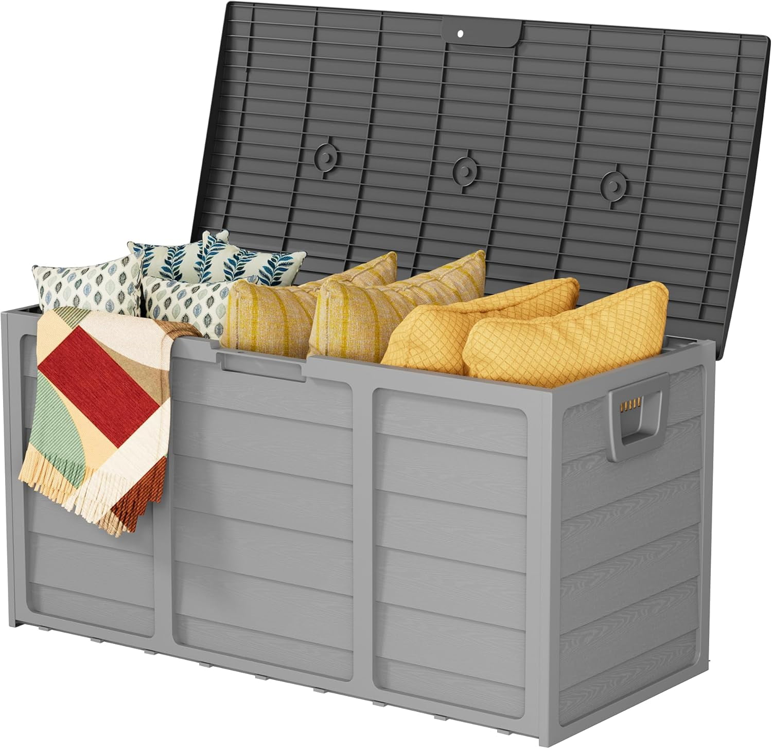 75 Gallon Outdoor Storage Deck Box Weatherproof Durable Resin Container