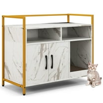 Canddidliike Hidden Cat Washroom with Double Doors and Scratch Cardboard-White, Litter Box Furniture, Litter Box Enclosure , Pet Crate, Cat Washroom Cabinet, Fits Most Litter Box