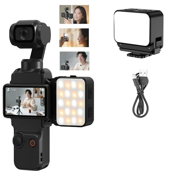 Wiher Magnetic Fill Light for Pocket 3, 8700K Action Camera Fill Light Attachment with 3 Color Modes Adjustable Brightness Fast Charging and IPX4 Waterproof for DJI Osmo Action 5 Pro/4