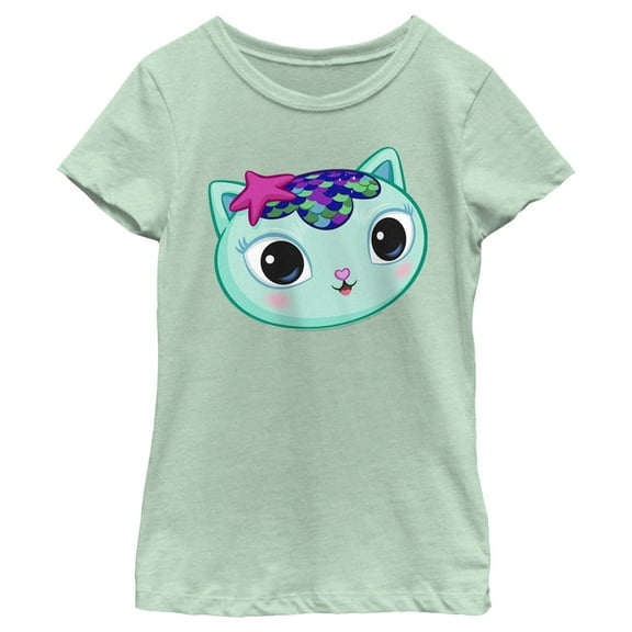 Girl's DreamWorks: Gabby's Dollhouse Mercat Big Face Graphic Tee Mint X Large