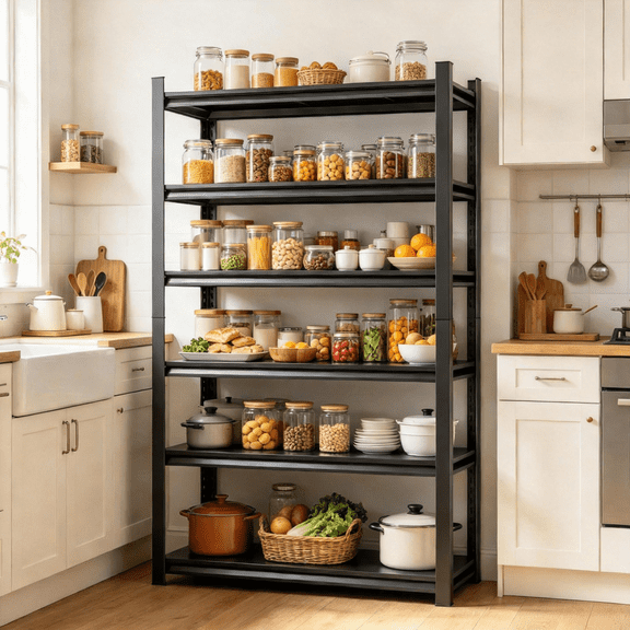 6-Tier Garage Shelving, 18"D x 40"W x 82"H Heavy Duty Storage Shelves, Adjustable Metal Shelf Unit, Utility Organizer Rack for Basement, Warehouse, Garage, Black