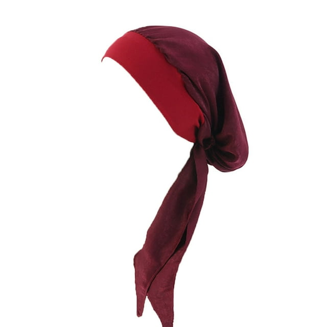 Foulard pour Femmes à la Mode Pré-Noué Pratique Polyvalent Couvre-Chef Respirant Confortable Accessoire pour Cheveux Rouge Vin