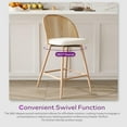 thumbnail image 5 of LAZZO 26” Swivel Bar Stools Set of 2, Boho Rattan Counter Height Bar Chairs for Kitchen Island, White, 5 of 9