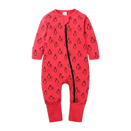 

Toddler Baby Boys Girls Jumpsuit Romper Cotton Long Sleeve 2 Way Zipper One Piece Outfits