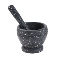 ACDANC Garlic Press Pestle and Mortar Natural Wooden 6.7" Stone Cup&Crusher Set Hand Grinder for Herbs Pesto &