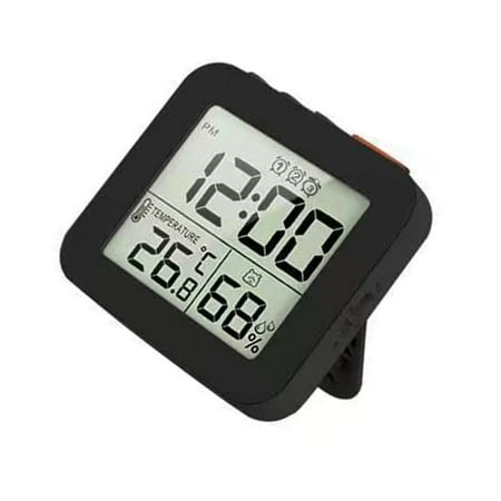 Backlight LCD Alarm Clock With Snoozes Function 3 Alarms Compacts Folding Stand Accurate Temperature Humidity Sensors