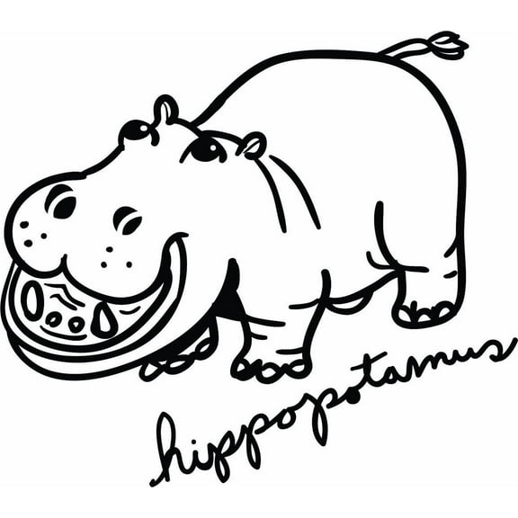 Do It Yourself Wall Decal Sticker Hippo Black & White 14x20"