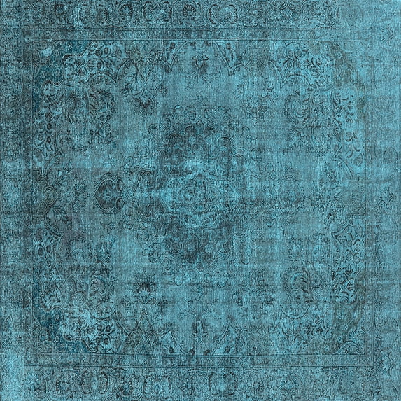 Ahgly Company Indoor Square Oriental Light Blue Industrial Area Rugs, 8' Square