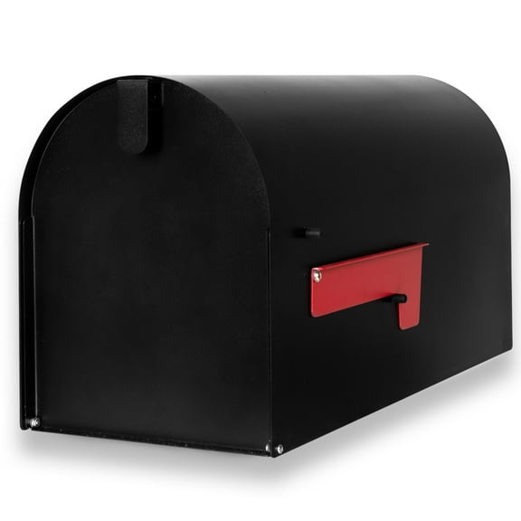 Ilyapa Black Modern Mailbox Post Mount - Mailboxes for Outside - Heavy Duty Metal Mail Box with Black Door- Powder Coated Steel, All Weather Resistant