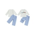 thumbnail image 2 of Rovasas Toddler Boy Fall Outfit Truck Embroidered Long Sleeve Tops Plaid Pants, 2 of 9