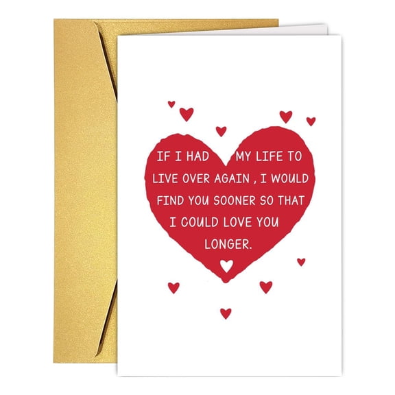 Romantic Love Card – Heart Design with Sweet Message – Perfect for Anniversaries, Valentine's Day, or Just Because – Envelope Included, Blank Inside