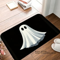 SPXUBZ Halloween Ghost Non Slip Flannel Floor Mat for Bathroom Kitchen Bedroom Decor 16x24 inch