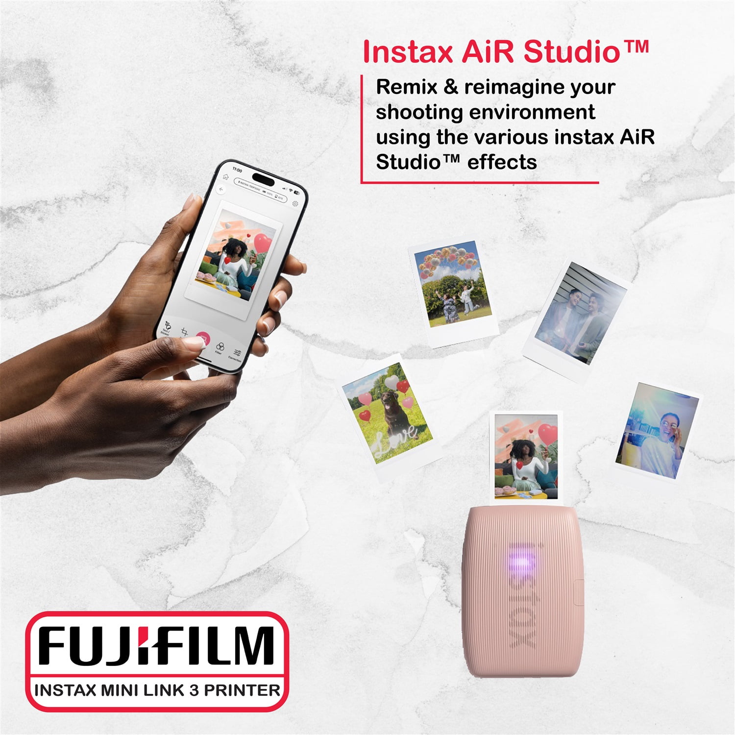 Fujifilm Instax Mini Link 3 Printer (Rose Pink) Bundle with Fujifilm Instax Mini film (40 sheets), Mini LINK 3 Protective Case