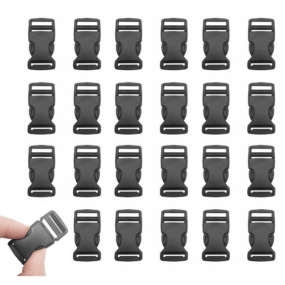 Kbraveo 60Pack 3/4" Wide Black Safety Side Quick Release Buckle Plastic Buckles Black Adjustable Buckles,Plastic Buckle Clip,Quick Side Release Buckles