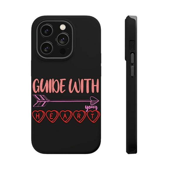 DistinctInk Tough Case for Apple iPhone 15 PRO (6.1" Screen), Compatible with MagSafe Charging - Guide With Heart