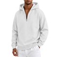 thumbnail image 6 of Resicozy Men's Quarter Zip Hoodies Zip Up Hoodie Long Sleeve Drop Shoulder Sweatshirt Casual Pullover White 2XL, 6 of 6