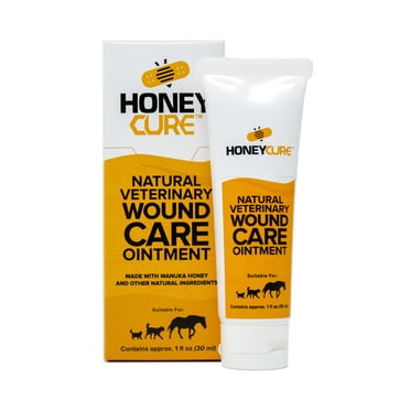 HoneyCure, UMF 15  Natural Manuka Honey Veterinary Ointment for Dogs, Cats, and Horses, 1 oz. Tube