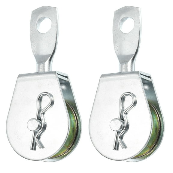 2Pcs Swivel Lifting Rope Pulley Block 90mm Single Pulley Block