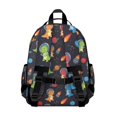 thumbnail image 3 of Dinosaur and Planet Black Pattern Cute School Backpack Bag for School with Padded Back and Adjustable Shoulder Straps 15.25"x11.5"x5.25", 3 of 5