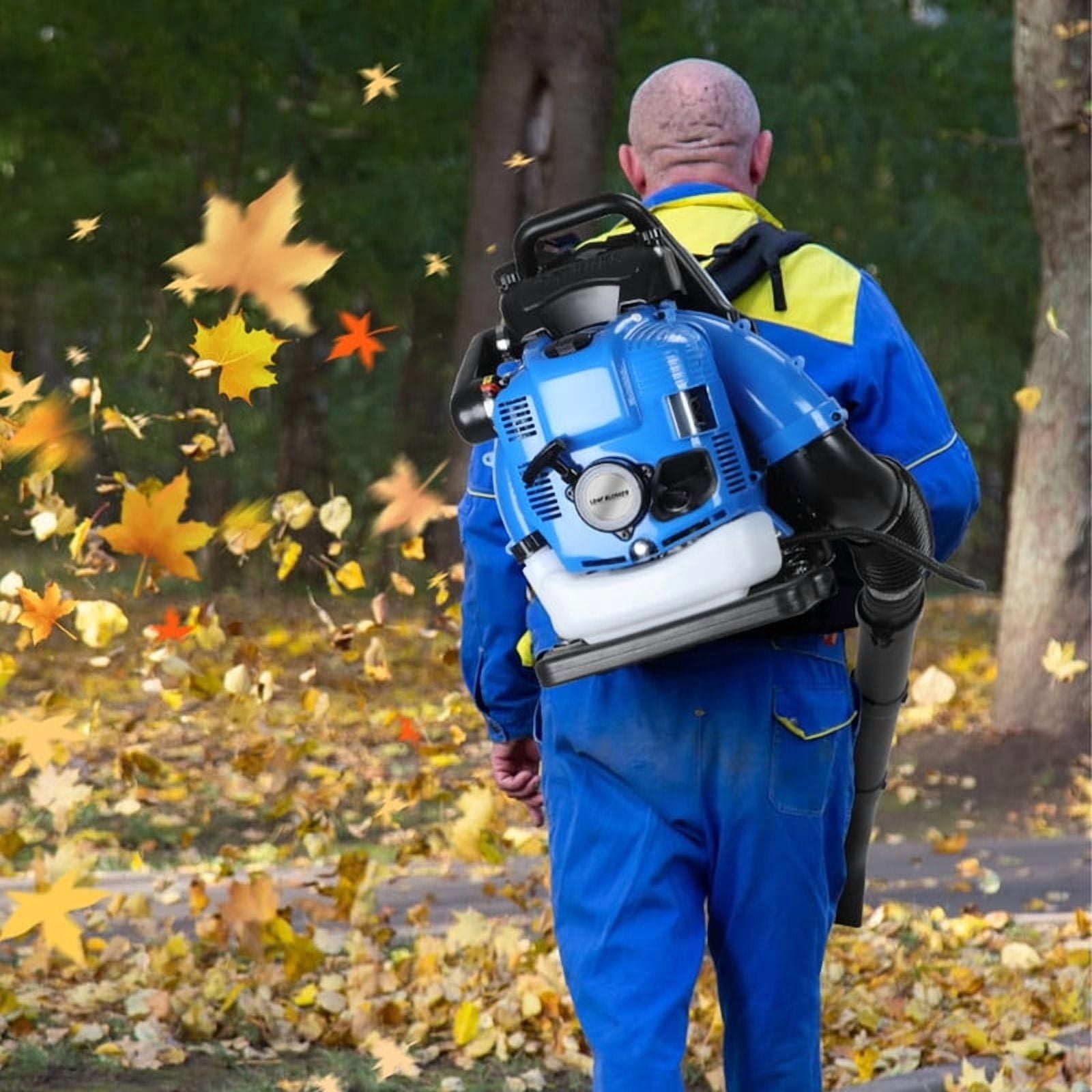 Seipouy 75.6CC Gas Backpack Leaf Blower – 3.5 HP 4 Stroke Gas Leaf Blower, 900 CFM High-Velocity, 210 MPH High Airflow, Powerful Clearing Performance and Ergonomic Harness System