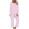 thumbnail image 1 of TIMIFIS Ensembles de Pyjama pour Femmes 2 Pcs - Pyjamas de la Journée Valentines pour Femmes - Ensembles de Pyjamas pour Dames à Manches Longues, Haut à Col Rond et Pantalon, Ensembles de Détente, 1 of 3
