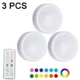 thumbnail image 1 of 6 piezas de luz nocturna con 16 colores cambiables LED Puck iluminaciones Alimentado por batería regulable debajo del gabinete Luces inalámbricas, con 2 controles remotos y función de sincronización Ofspeizc XWJ-A0136-1, 1 of 8