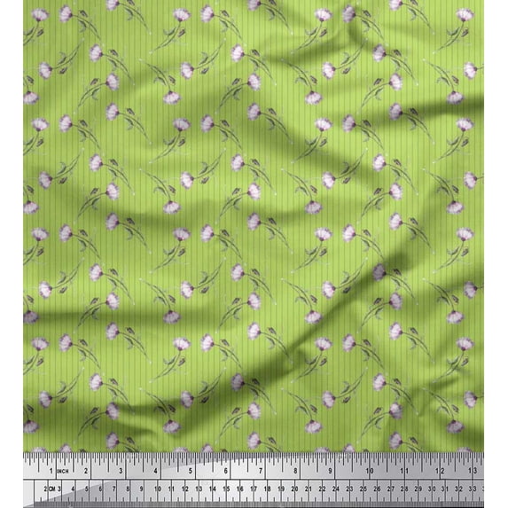 Soimoi Cotton Voile Fabric Stripe,Leaves & Buttercup Shirting Print Fabric by The Yard 56 Inch Wide