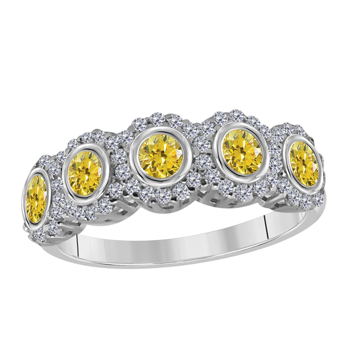 Mauli Jewels Engagement Rings for Women 1.00 Carat Yellow & White