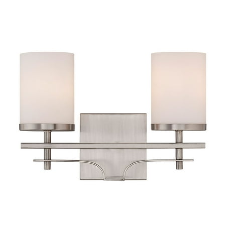 14 Inch 2 Light - Bathroom Vanity 2 Light With Satin Nickel Finish Incandescent Bulbs 14 inch 200 Watts