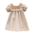 thumbnail image 1 of WEAIXIMIUNG Robes pour Filles Robe d'Été Mignonne Décontractée Col Brodé Manches Courtes avec Manches Bouffantes pour 3 à 9 Ans, 1 of 5
