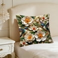 thumbnail image 4 of Qiweii Vintage floral bird printed pillow cover，faux embroidered decorative cushion cover，living room sofa home decor accessory, 4 of 6