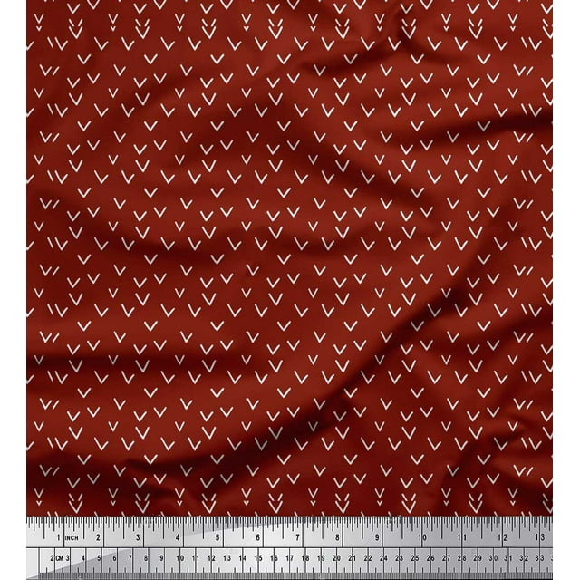 Soimoi Tissu en Soie Rouge Alphabet V Imprimé au Mètre 42 Pouces de Large