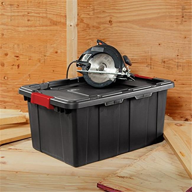 Black Lid & Base w/Racer Red Handle & Latches 4 Pack Sterilite 14699002 40 Gallon/151 Liter Wheeled Industrial Tote