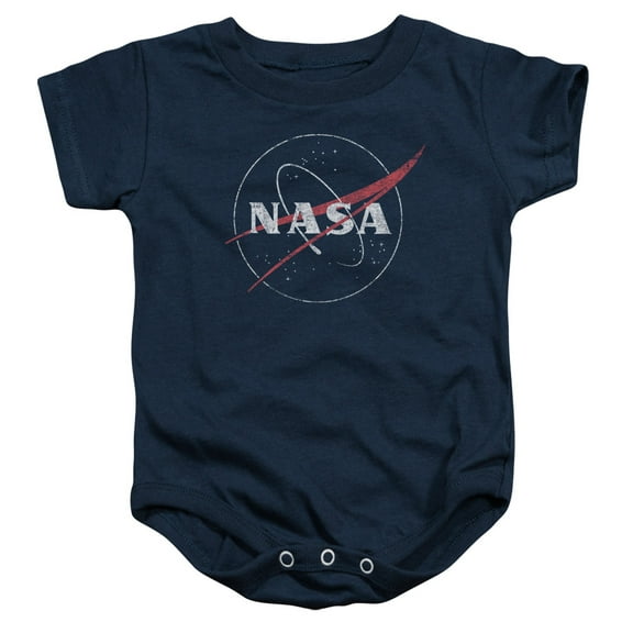 Trevco Sportswear NASA111-SS-2 Nasa Distressed Logo Infant Snapsuit, Navy - Medium - 12 Month