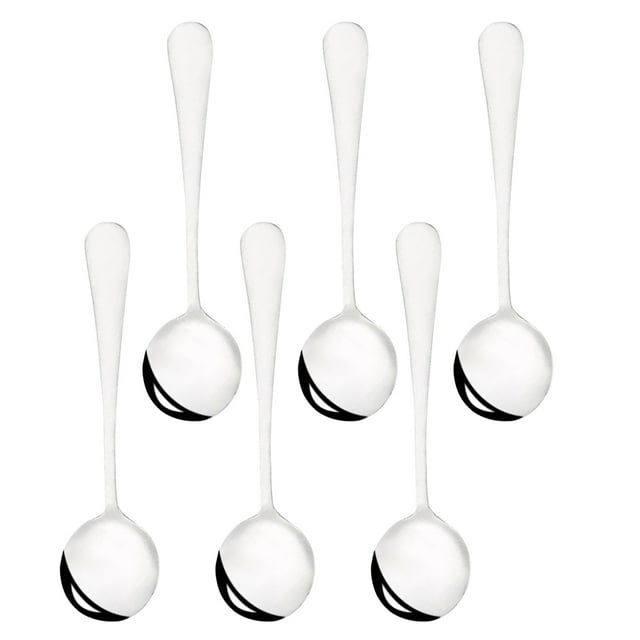 Cucharas de sopa, cucharas redondas, cucharas grandes de acero inoxidable (juego de 6)