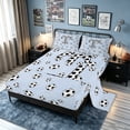 thumbnail image 2 of meiyoeat Honeycomb T Letter Bed Sheets for Boys, Kawaii Football Print Full Size Sheets, 4 Pieces, 1 Flat Sheet, 1 Fitted Sheet and 2 Pillowcases, 2 of 5