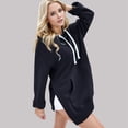 thumbnail image 4 of Hoodie Dress for Women 2025 Fall Winter Long Sleeve Side Slit Plain Hooded Sweatshirt with Pockets Pullover Tops, 4 of 8