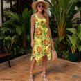 thumbnail image 5 of HELLHERO Asymmetric Sundress, Calf and Sunflower Pattern Side Pockets Summer Sleeveless Dresses, Asymmetrical Hem Design Practical Side Pocket Midi Dress for Party, 5 of 8