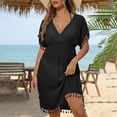 thumbnail image 2 of Women Swimsuit Cover up Sheer Deep V Neck Beach Tunic Dresses Summer Beachwear Vacation Swimwear Coverups, 2 of 8