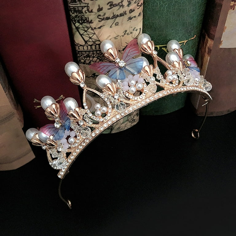 Bridal Tiara Headband Faux Pearl Crystal Butterfly Rhinestone Wedding Prom Racing Butterfly Bridal Wedding Headband Crystal Flower  main image 4
