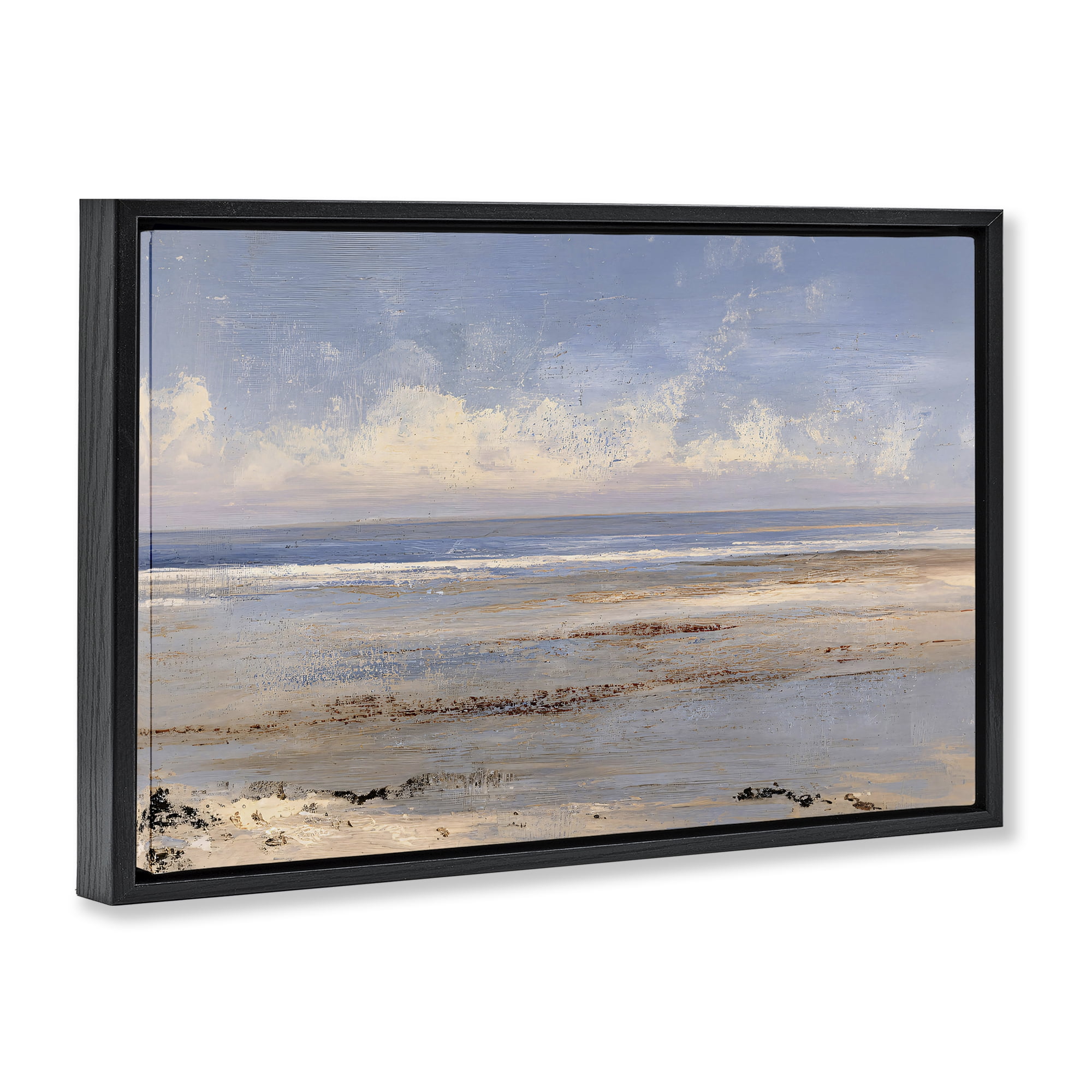 Stupell Industries Rustic Ocean Horizon Impression Black Framed Floater Canvas Wall Art, design by Jacky Ngan