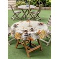 thumbnail image 3 of Outdoor Tablecloth with Umbrella Hole and Zipper, Fall Grey Orange Round Table Cloth 54 Inch Waterproof Tablecloth, Thanksgiving Pumpkins Rustic Maple Leaf Picnic Table Cover for Patio Camping, 3 of 7