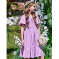 thumbnail image 3 of Vestido Arshiner morado para niñas de 5 a 6 años con bolsillos de poliéster, 3 of 7