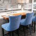 thumbnail image 6 of 27" Contemporary Padded Bar Stools, Tufted Velvet Upholstered Barstools with Button Tufted Decoration, Chrome Nailhead Trim, Footrest and Solid Wood Legs (Blue,Set of 6), 6 of 9