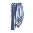 thumbnail image 1 of VEKDONE Pantalon Long en Lin pour Femmes Bleu Clair L, 1 of 3