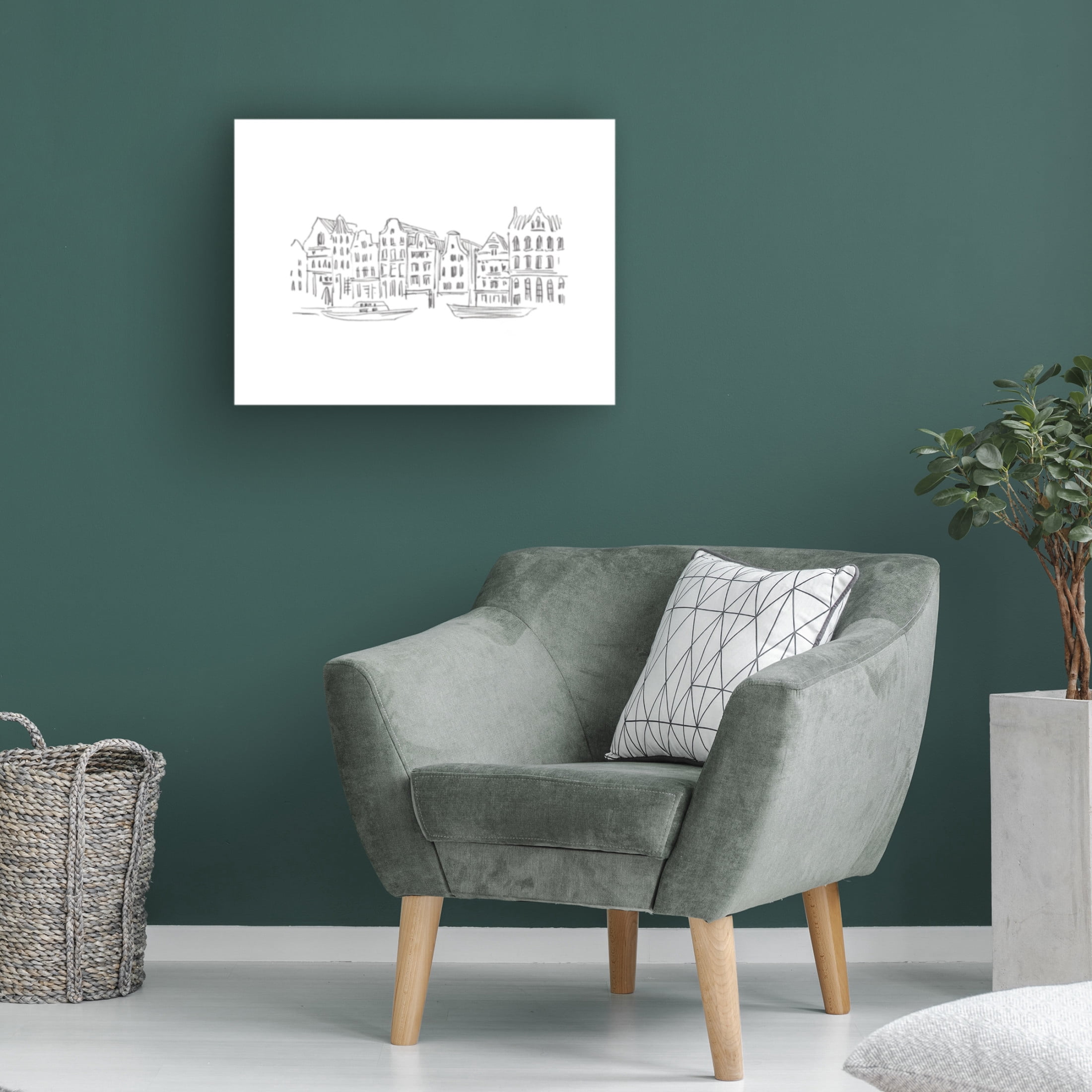 Canvas Wall Art - Annie Warren 'Travel Sketch III' Wall Art for Living Room, Bedroom, or Office Décor by Trademark Fine Art - 32 x 24 Inches