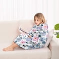 thumbnail image 4 of Pioneer Flower Floral Print Pattern Blanket Hoodies for Kids 6-13YR Oversize Wearable Blanket Hoodies for Boys Girls Teens, 4 of 7