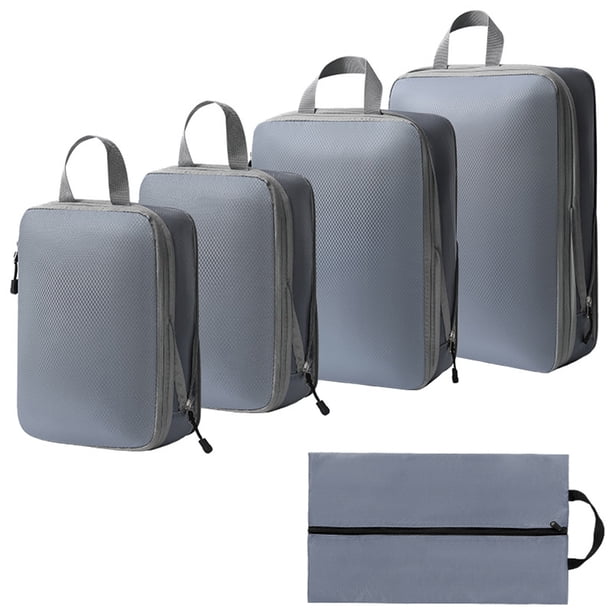 Juego de 5 cubos de embalaje de compresión con bolsa para zapatos, bolsas organizadoras de equipaje para viaje