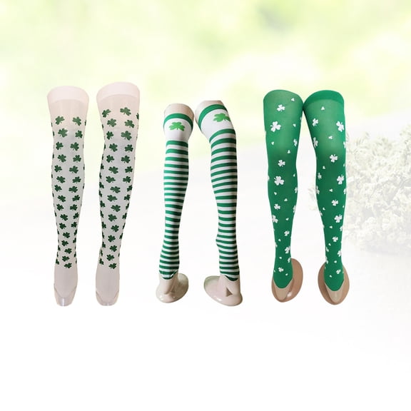 SASABAXI Stockings for Women 3 Pairs Patrick Day Stripe Socks Fashion Look 70cm