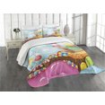 thumbnail image 3 of Ambesonne Ice Cream Quilted Bedspread Set 3 Pcs, Dessert Land, Queen Size, Multicolor, 3 of 5